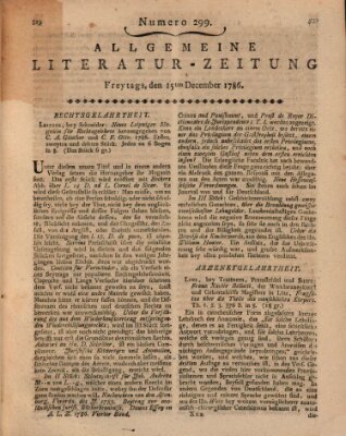 Allgemeine Literatur-Zeitung (Literarisches Zentralblatt für Deutschland) Freitag 15. Dezember 1786