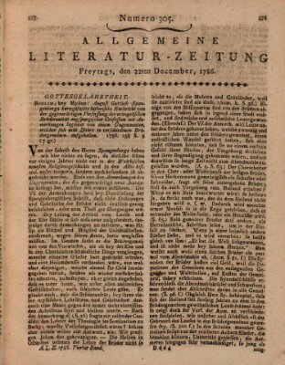 Allgemeine Literatur-Zeitung (Literarisches Zentralblatt für Deutschland) Freitag 22. Dezember 1786