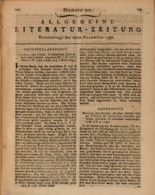 Allgemeine Literatur-Zeitung (Literarisches Zentralblatt für Deutschland) Donnerstag 28. Dezember 1786