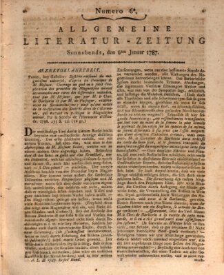 Allgemeine Literatur-Zeitung (Literarisches Zentralblatt für Deutschland) Samstag 6. Januar 1787