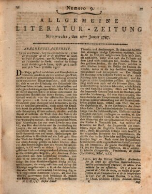 Allgemeine Literatur-Zeitung (Literarisches Zentralblatt für Deutschland) Mittwoch 10. Januar 1787