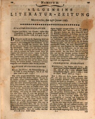 Allgemeine Literatur-Zeitung (Literarisches Zentralblatt für Deutschland) Mittwoch 24. Januar 1787