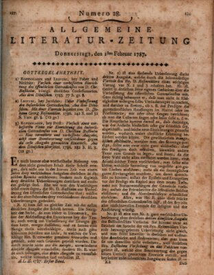 Allgemeine Literatur-Zeitung (Literarisches Zentralblatt für Deutschland) Donnerstag 1. Februar 1787