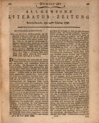 Allgemeine Literatur-Zeitung (Literarisches Zentralblatt für Deutschland) Samstag 24. Februar 1787