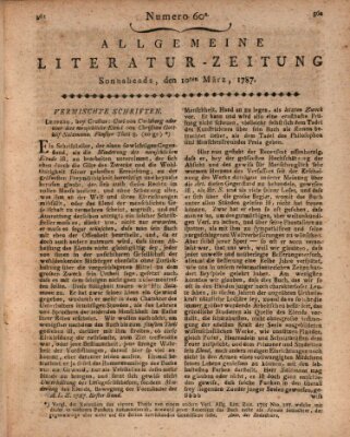 Allgemeine Literatur-Zeitung (Literarisches Zentralblatt für Deutschland) Samstag 10. März 1787