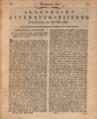 Allgemeine Literatur-Zeitung (Literarisches Zentralblatt für Deutschland) Samstag 17. März 1787