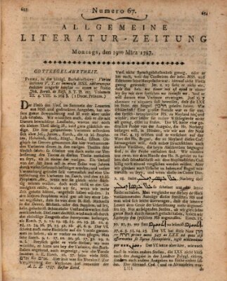 Allgemeine Literatur-Zeitung (Literarisches Zentralblatt für Deutschland) Montag 19. März 1787