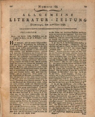 Allgemeine Literatur-Zeitung (Literarisches Zentralblatt für Deutschland) Dienstag 20. März 1787