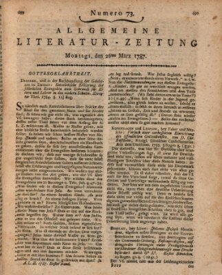 Allgemeine Literatur-Zeitung (Literarisches Zentralblatt für Deutschland) Montag 26. März 1787