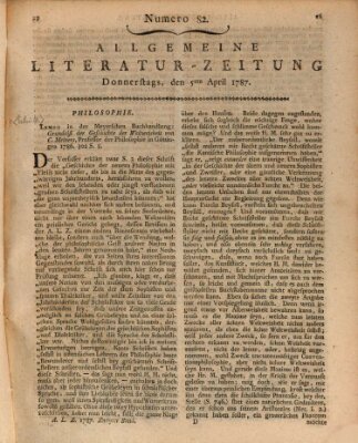 Allgemeine Literatur-Zeitung (Literarisches Zentralblatt für Deutschland) Donnerstag 5. April 1787