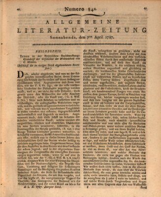 Allgemeine Literatur-Zeitung (Literarisches Zentralblatt für Deutschland) Samstag 7. April 1787