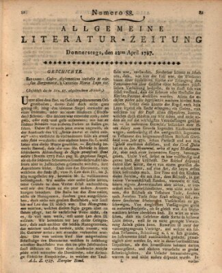 Allgemeine Literatur-Zeitung (Literarisches Zentralblatt für Deutschland) Donnerstag 12. April 1787