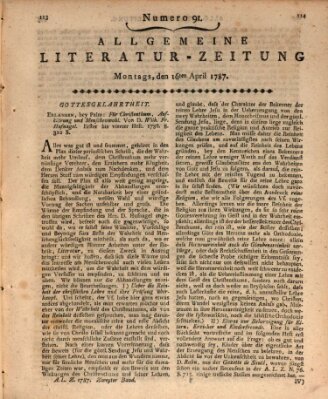 Allgemeine Literatur-Zeitung (Literarisches Zentralblatt für Deutschland) Montag 16. April 1787