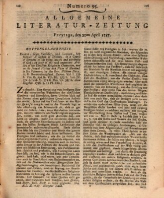 Allgemeine Literatur-Zeitung (Literarisches Zentralblatt für Deutschland) Freitag 20. April 1787