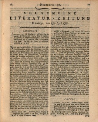 Allgemeine Literatur-Zeitung (Literarisches Zentralblatt für Deutschland) Montag 23. April 1787