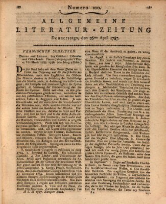 Allgemeine Literatur-Zeitung (Literarisches Zentralblatt für Deutschland) Donnerstag 26. April 1787