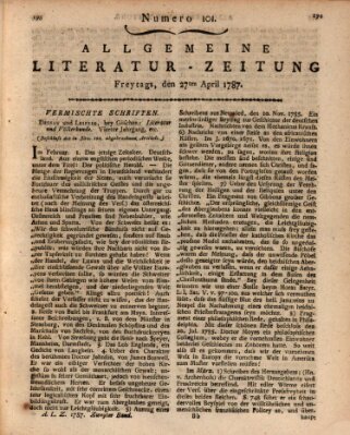 Allgemeine Literatur-Zeitung (Literarisches Zentralblatt für Deutschland) Freitag 27. April 1787