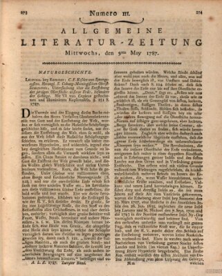 Allgemeine Literatur-Zeitung (Literarisches Zentralblatt für Deutschland) Mittwoch 9. Mai 1787