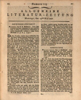 Allgemeine Literatur-Zeitung (Literarisches Zentralblatt für Deutschland) Montag 14. Mai 1787