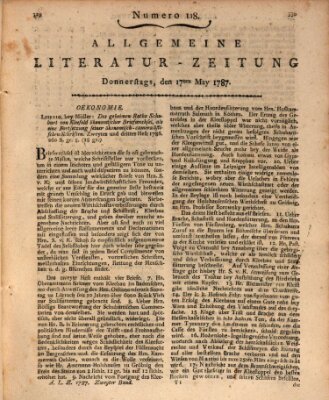 Allgemeine Literatur-Zeitung (Literarisches Zentralblatt für Deutschland) Donnerstag 17. Mai 1787