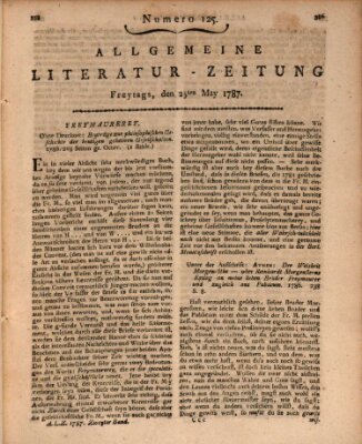 Allgemeine Literatur-Zeitung (Literarisches Zentralblatt für Deutschland) Freitag 25. Mai 1787