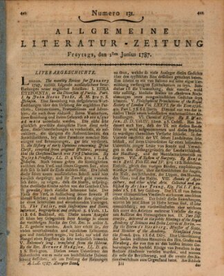 Allgemeine Literatur-Zeitung (Literarisches Zentralblatt für Deutschland) Freitag 1. Juni 1787