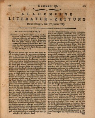 Allgemeine Literatur-Zeitung (Literarisches Zentralblatt für Deutschland) Donnerstag 7. Juni 1787