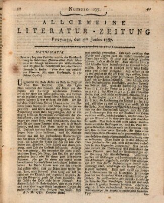 Allgemeine Literatur-Zeitung (Literarisches Zentralblatt für Deutschland) Freitag 8. Juni 1787