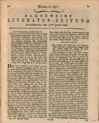 Allgemeine Literatur-Zeitung (Literarisches Zentralblatt für Deutschland) Samstag 23. Juni 1787