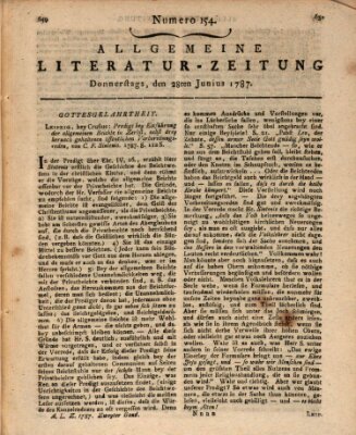 Allgemeine Literatur-Zeitung (Literarisches Zentralblatt für Deutschland) Donnerstag 28. Juni 1787