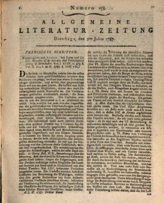 Allgemeine Literatur-Zeitung (Literarisches Zentralblatt für Deutschland) Dienstag 3. Juli 1787