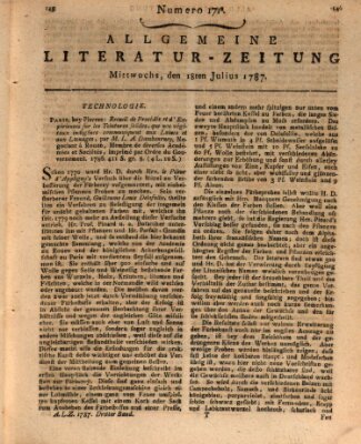 Allgemeine Literatur-Zeitung (Literarisches Zentralblatt für Deutschland) Mittwoch 18. Juli 1787