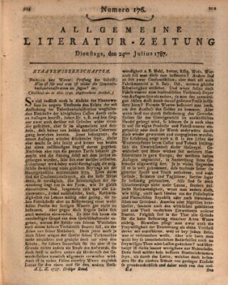 Allgemeine Literatur-Zeitung (Literarisches Zentralblatt für Deutschland) Dienstag 24. Juli 1787