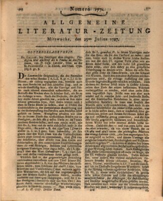 Allgemeine Literatur-Zeitung (Literarisches Zentralblatt für Deutschland) Mittwoch 25. Juli 1787