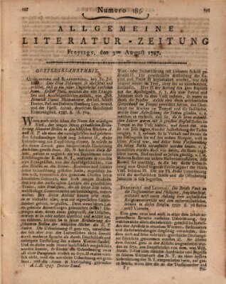 Allgemeine Literatur-Zeitung (Literarisches Zentralblatt für Deutschland) Freitag 3. August 1787