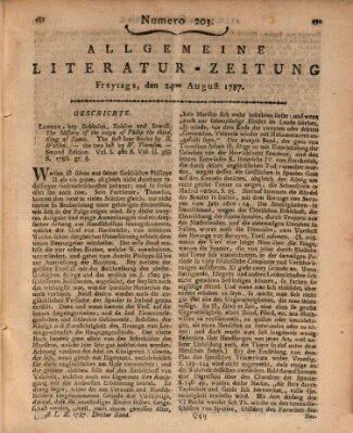 Allgemeine Literatur-Zeitung (Literarisches Zentralblatt für Deutschland) Freitag 24. August 1787