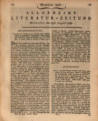 Allgemeine Literatur-Zeitung (Literarisches Zentralblatt für Deutschland) Mittwoch 29. August 1787