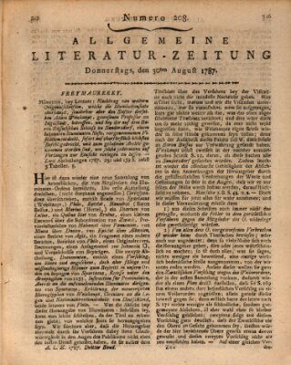 Allgemeine Literatur-Zeitung (Literarisches Zentralblatt für Deutschland) Donnerstag 30. August 1787