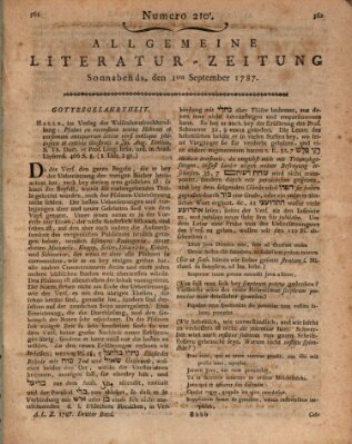 Allgemeine Literatur-Zeitung (Literarisches Zentralblatt für Deutschland) Samstag 1. September 1787