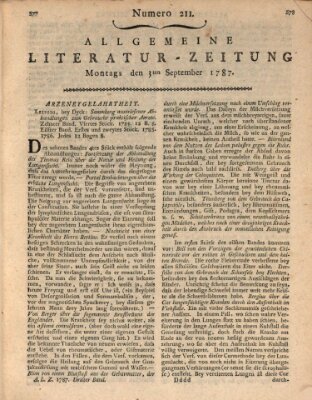 Allgemeine Literatur-Zeitung (Literarisches Zentralblatt für Deutschland) Montag 3. September 1787