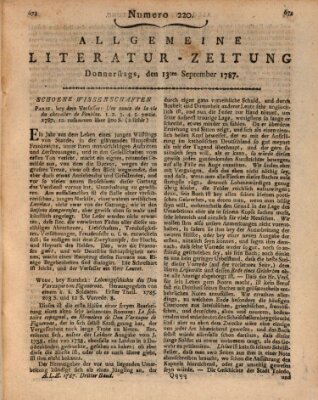 Allgemeine Literatur-Zeitung (Literarisches Zentralblatt für Deutschland) Donnerstag 13. September 1787