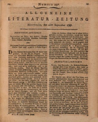 Allgemeine Literatur-Zeitung (Literarisches Zentralblatt für Deutschland) Mittwoch 26. September 1787