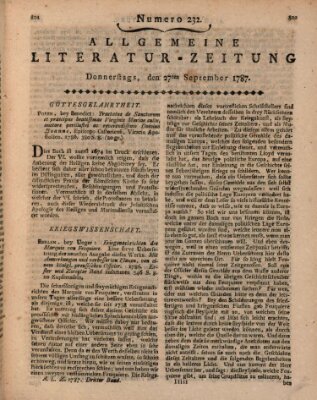 Allgemeine Literatur-Zeitung (Literarisches Zentralblatt für Deutschland) Donnerstag 27. September 1787