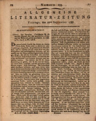 Allgemeine Literatur-Zeitung (Literarisches Zentralblatt für Deutschland) Freitag 28. September 1787