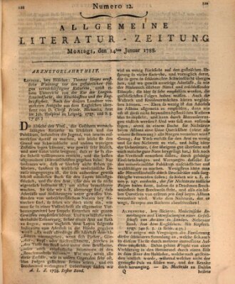 Allgemeine Literatur-Zeitung (Literarisches Zentralblatt für Deutschland) Montag 14. Januar 1788