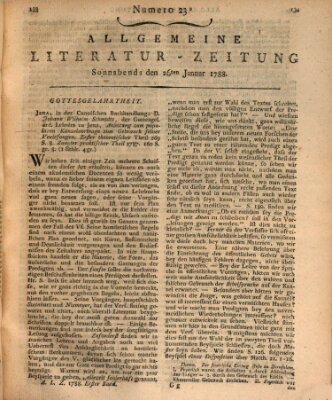 Allgemeine Literatur-Zeitung (Literarisches Zentralblatt für Deutschland) Samstag 26. Januar 1788