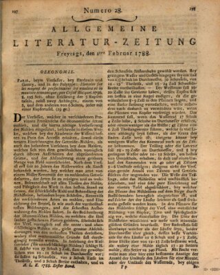 Allgemeine Literatur-Zeitung (Literarisches Zentralblatt für Deutschland) Freitag 1. Februar 1788