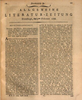 Allgemeine Literatur-Zeitung (Literarisches Zentralblatt für Deutschland) Dienstag 5. Februar 1788