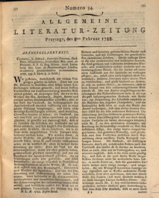 Allgemeine Literatur-Zeitung (Literarisches Zentralblatt für Deutschland) Freitag 8. Februar 1788