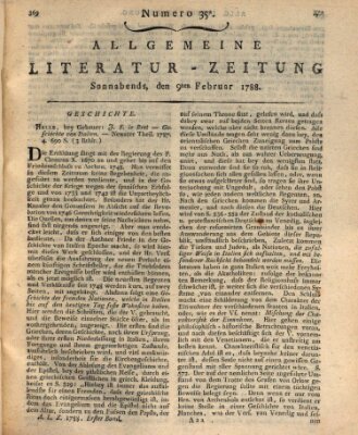 Allgemeine Literatur-Zeitung (Literarisches Zentralblatt für Deutschland) Samstag 9. Februar 1788